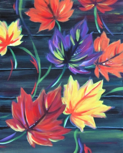 A Barnyard Autumn Leaves paint nite project by Yaymaker