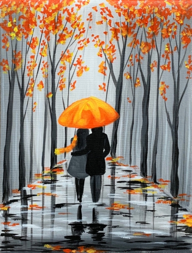 A Rainy Autumn Stroll paint nite project by Yaymaker