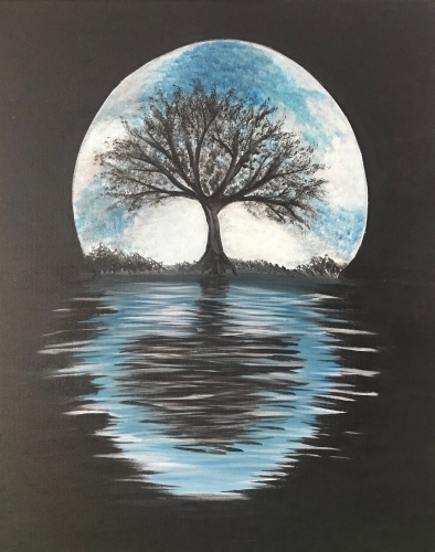 A My Blue Moon Tree paint nite project by Yaymaker
