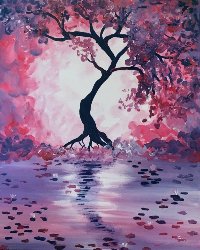 A Cherry Blossom Reflection II paint nite project by Yaymaker