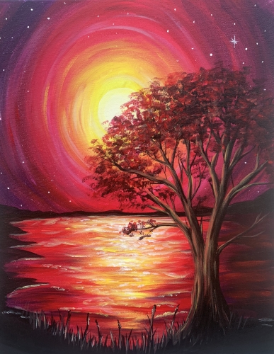 A Crimson Sunset paint nite project by Yaymaker
