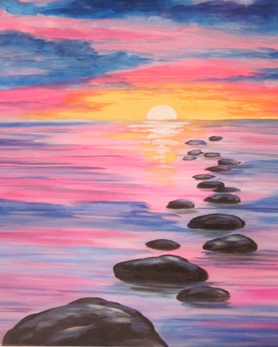 A Sunset Stepping Stones paint nite project by Yaymaker