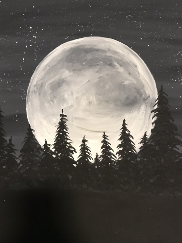 A Black And White Moon paint nite project by Yaymaker