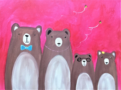 A Create Your Own Bear Family paint nite project by Yaymaker