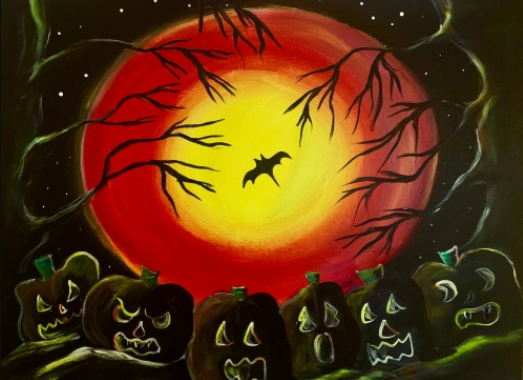 A Spooky Pumpkin Patch paint nite project by Yaymaker