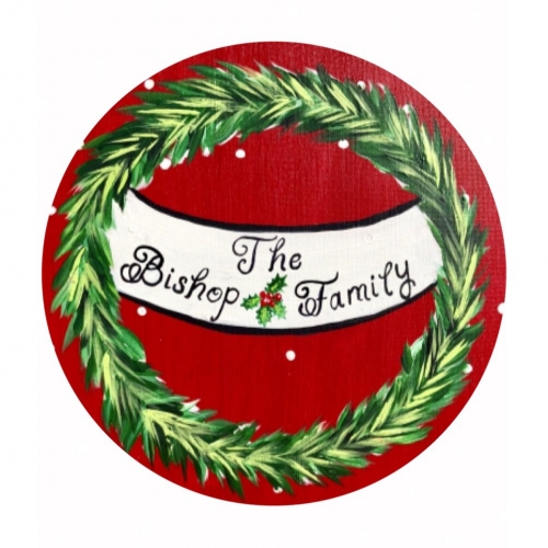 A Christmas Family Wreath  Round Painting paint nite project by Yaymaker