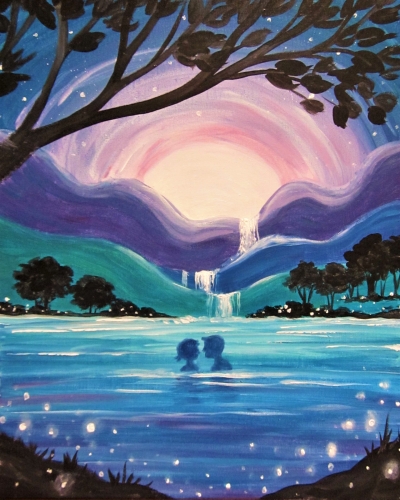 A Starry Moonlight Swim paint nite project by Yaymaker