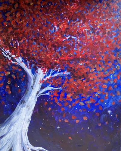 A Big Red Tree paint nite project by Yaymaker