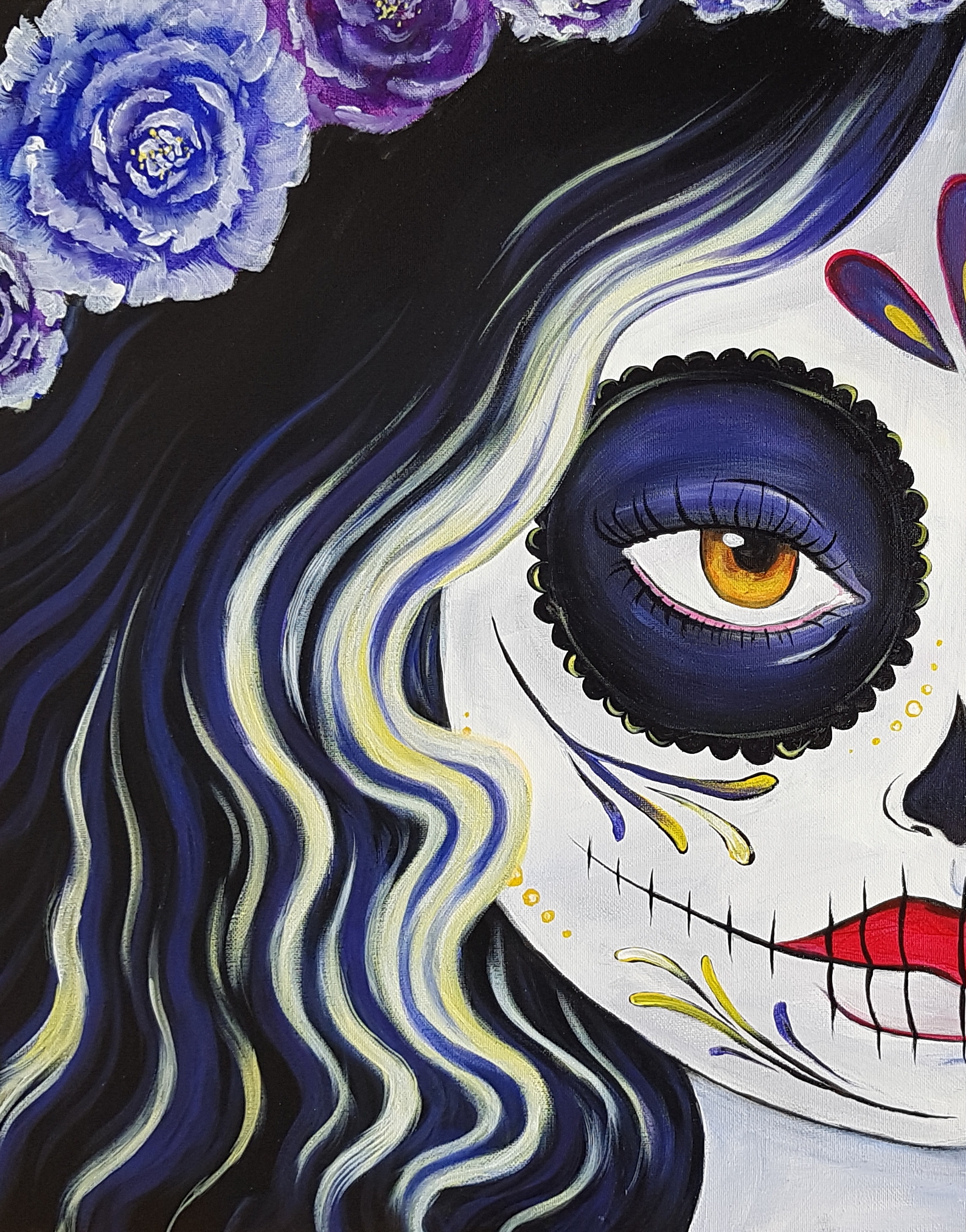A Bright Sugar Skull paint nite project by Yaymaker