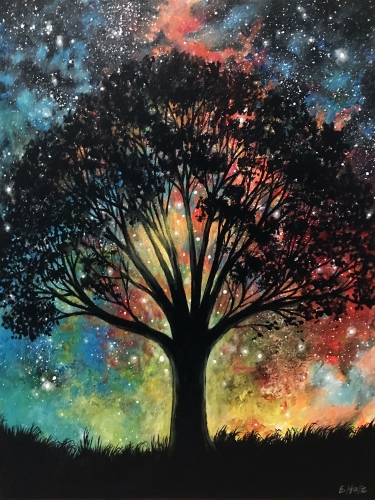 A Galaxy Wisdom Tree paint nite project by Yaymaker