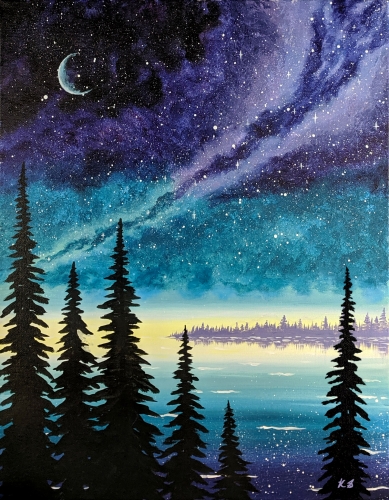 A Twilight Galaxy Sky paint nite project by Yaymaker