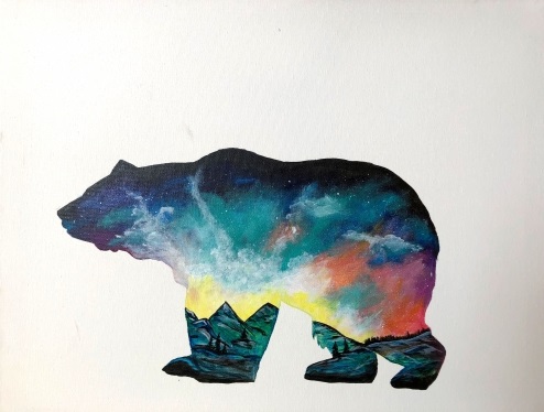 A Galaxy Mountain Bear paint nite project by Yaymaker