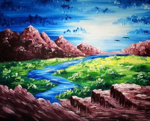 A Mountain River paint nite project by Yaymaker