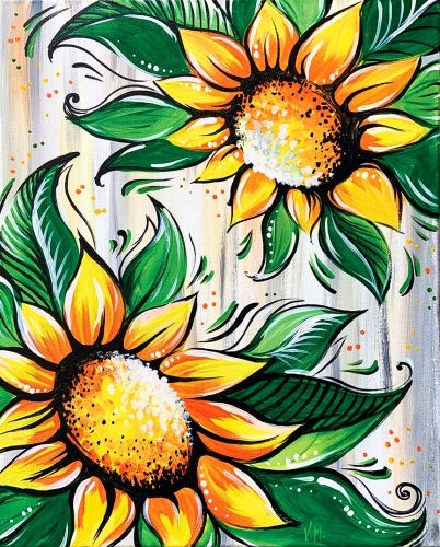 A Sunflower Duo paint nite project by Yaymaker