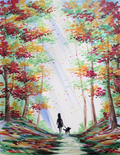 A Fall Morning Walk paint nite project by Yaymaker