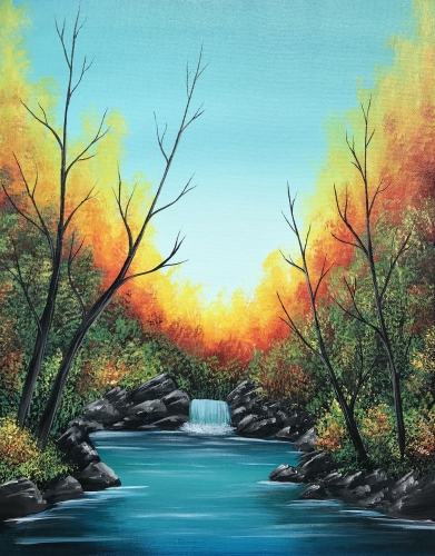 A Bright Autumn Falls paint nite project by Yaymaker