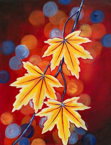 A Glowing Autumn Leaves paint nite project by Yaymaker