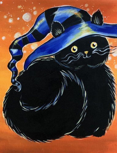 A Black Cat With A Hat paint nite project by Yaymaker