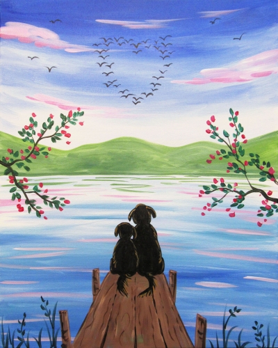 A Doggy Love On The Dock paint nite project by Yaymaker