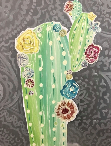 A Cozy Boho Cactus paint nite project by Yaymaker
