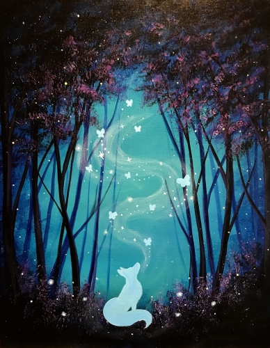 A Fantasy Fox Forest paint nite project by Yaymaker
