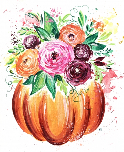 A Pumpkin Flower Pot paint nite project by Yaymaker