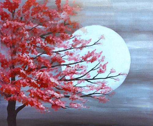 A Red Tree in Moonlight paint nite project by Yaymaker