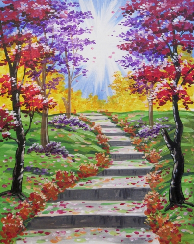 A Stairway to Autumn paint nite project by Yaymaker