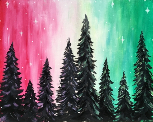 A Holiday Forest paint nite project by Yaymaker