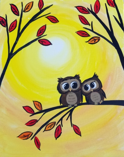A Owl Fall For You paint nite project by Yaymaker