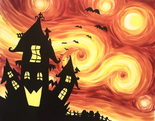 A Starry Halloween paint nite project by Yaymaker