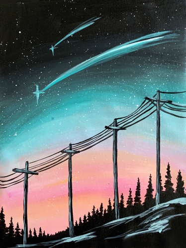 A Galaxy Telephone Wire paint nite project by Yaymaker