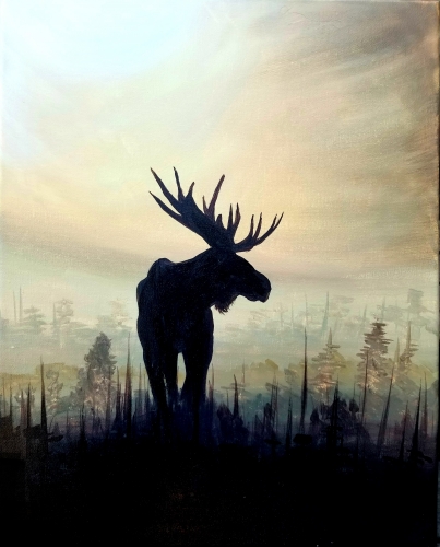 A Misty Morning Moose paint nite project by Yaymaker