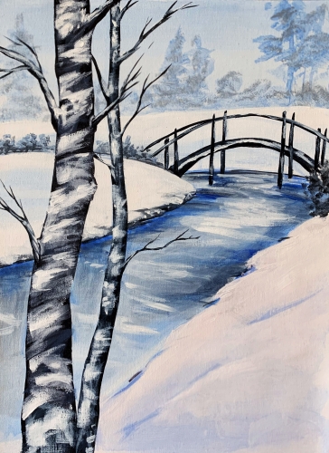 A Winter at Rivers Edge paint nite project by Yaymaker