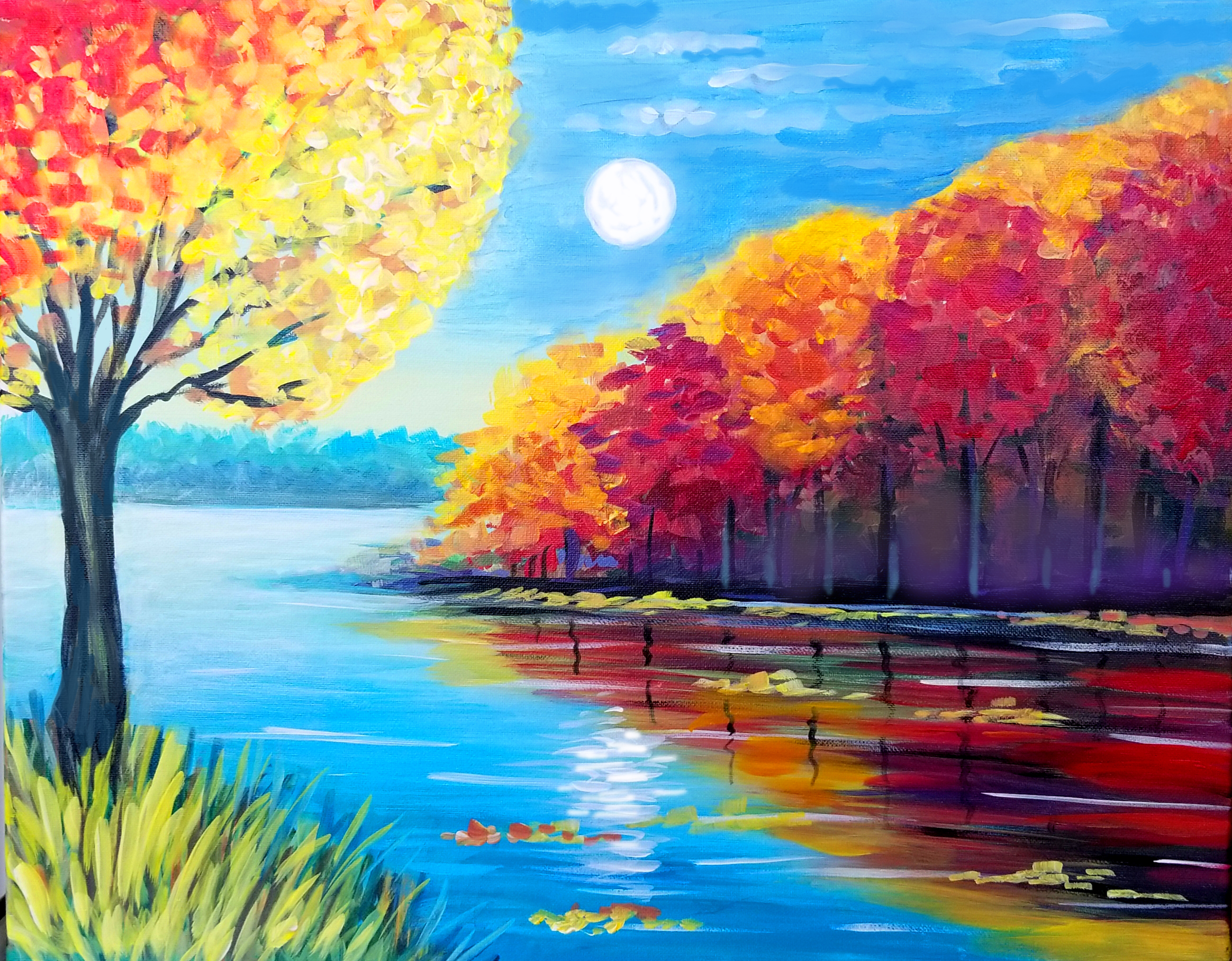 A Fall Evening Lake paint nite project by Yaymaker