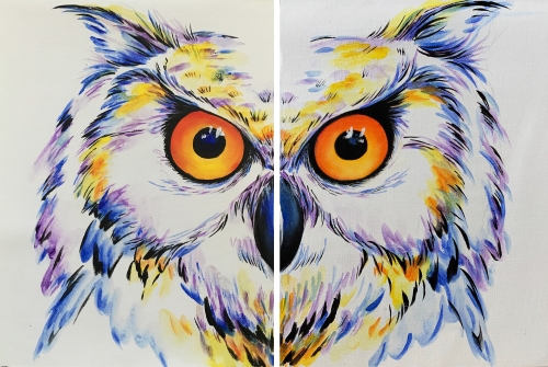 A White Horned Owl Partner Painting paint nite project by Yaymaker
