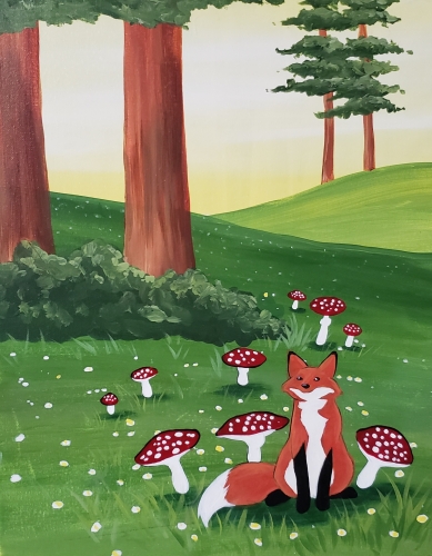 A Fox in the Mushrooms paint nite project by Yaymaker