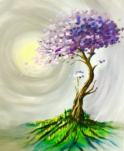 A Rooted Purple Tree paint nite project by Yaymaker