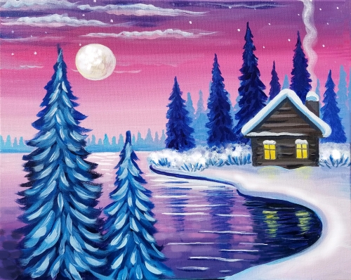 A Cozy Winter Cabin paint nite project by Yaymaker