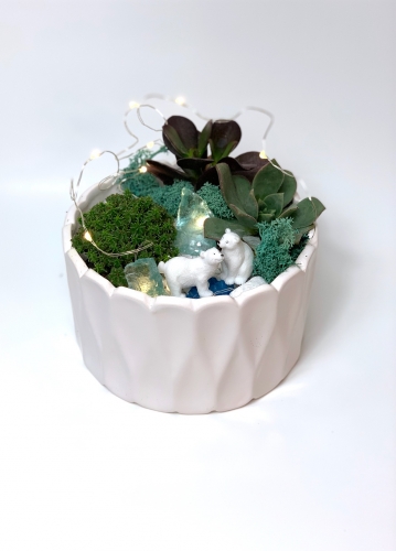 A Polar Bears  White Round Ceramic plant nite project by Yaymaker