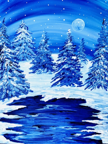 A Snowy Winters Night paint nite project by Yaymaker