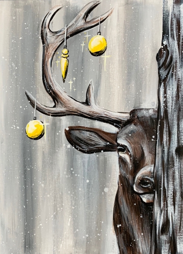 A Christmas Winter Stag paint nite project by Yaymaker