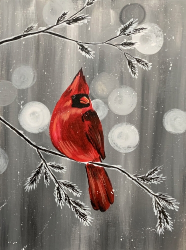 A Cardinals Winter Paradise paint nite project by Yaymaker