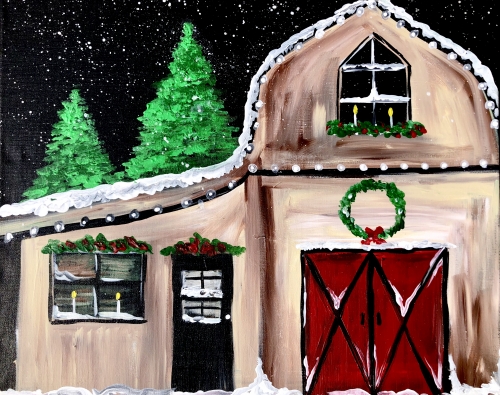 A Country Christmas Tree Farm paint nite project by Yaymaker