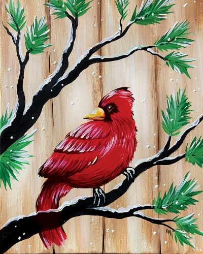A Barn Board Cardinal paint nite project by Yaymaker