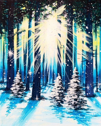 A Winter Forest Glow paint nite project by Yaymaker