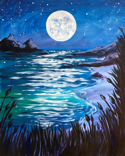 A Full Moon Beach paint nite project by Yaymaker