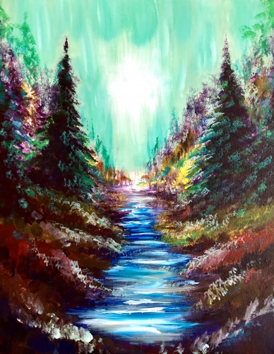 A Dark Forest Stream paint nite project by Yaymaker