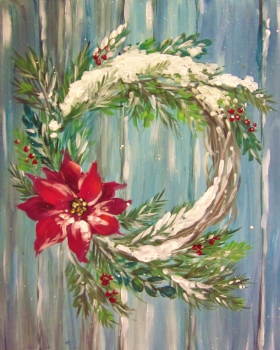 A Snowy Winter Wreath paint nite project by Yaymaker