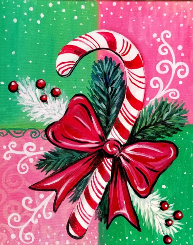 A Christmas Candy Cane Ornament paint nite project by Yaymaker